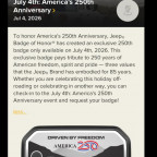 250th Anniversary BOH Badge